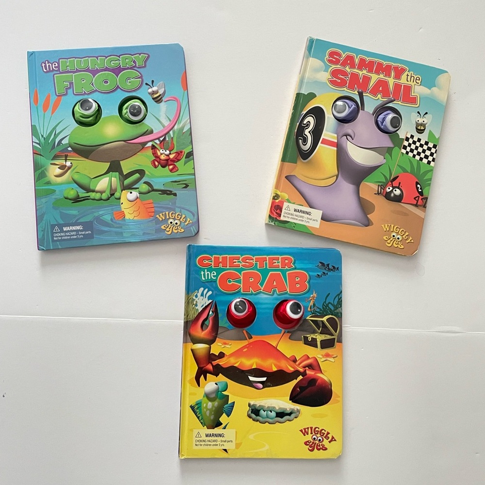 Lot Of 3 Chester the Crab & Sammy The Snail Wiggly Eyes Peter Tovey Board Book